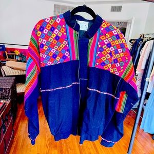 Vintage Handmade Guatemalan Embroidered
Border Traders Bomber Jacket Sz (L)